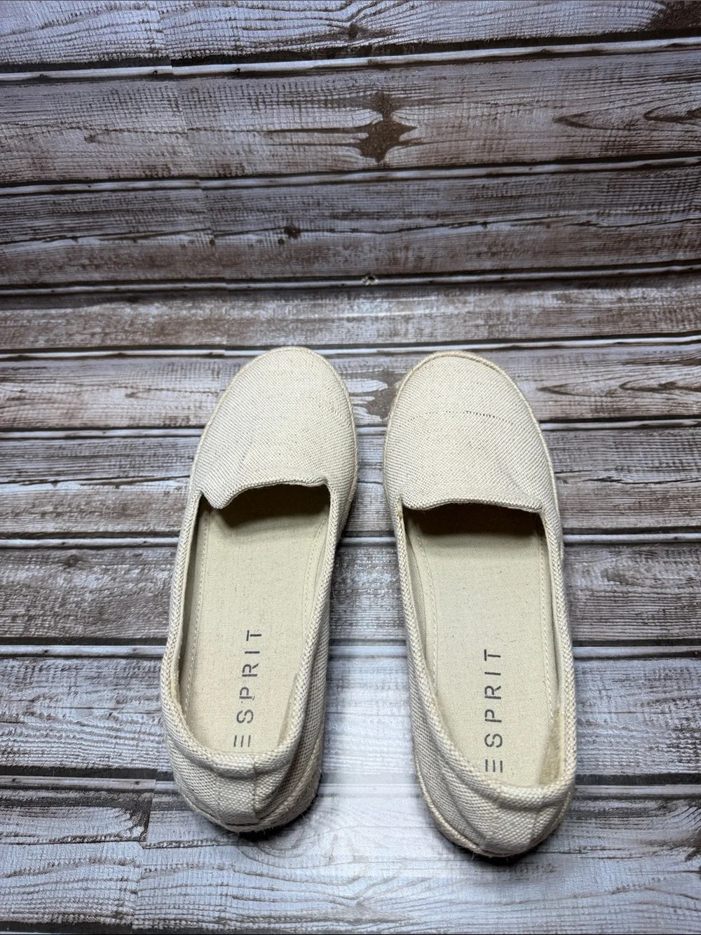 Esprit Cream Canvas Slip-On Espadrilles